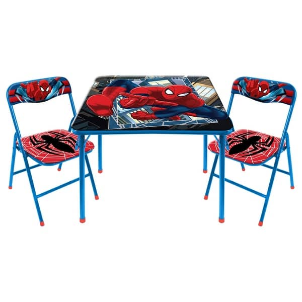 slide 2 of 4, Marvel Spiderman 3 Piece Activity Square Table and Chair Set Red