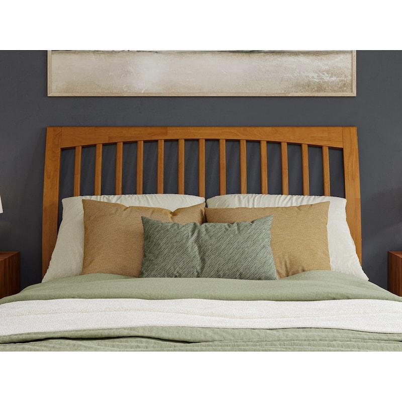 Solid Wood Low Profile Platform Bed - Light Toffee Finish - Sleigh Headboard & Footboard - Queen & King Sizes
