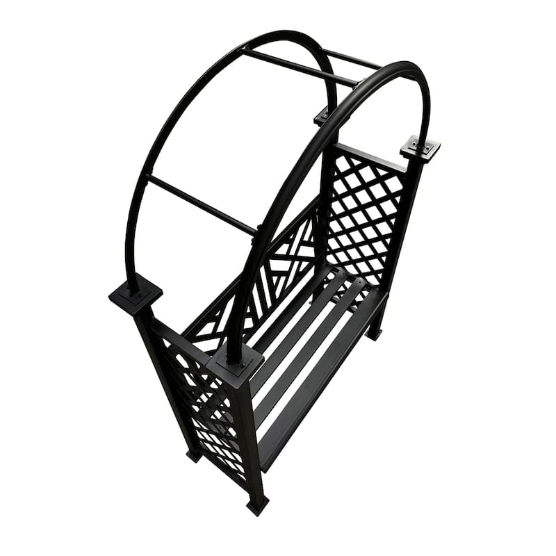 Aluminum Garden Arch with 2-Seater Bench - N/A