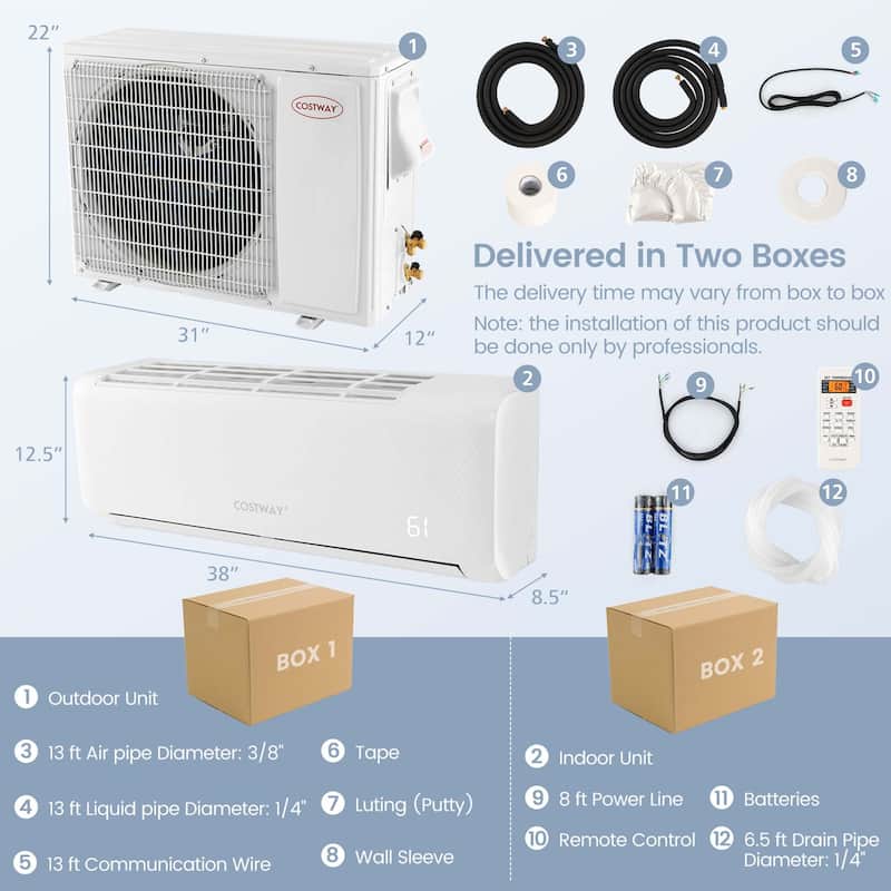 17,000 BTU Mini Split Air Conditioner AC Unit with Heat Pump