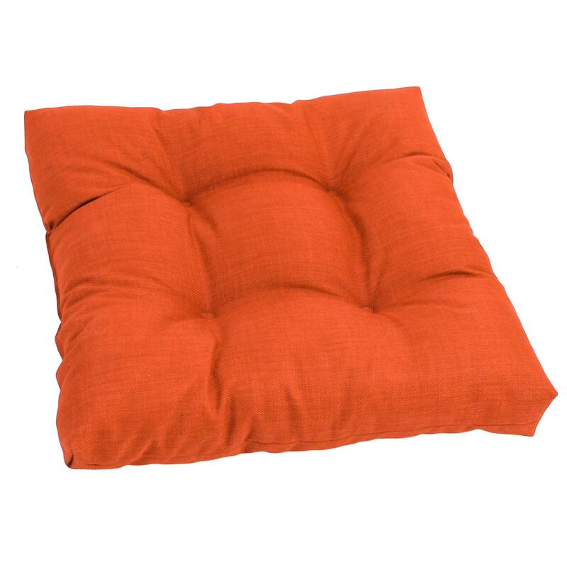 19-inch Square Indoor/Outdoor Tufted Chair Cushion - 19" x 19" - Tangerine Dream