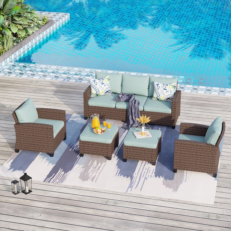 5/9-Seat Patio Furniture Wicker Rattan Outdoor Deep Seating Sectional Sofa Large Conversation Set