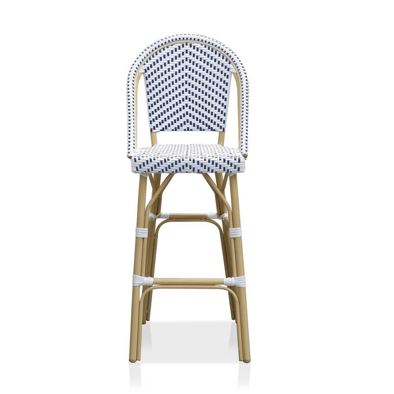Ariel French Natural Tone 30-inch PE Wicker Patio Bar Chairs (Set of 2) by Furniture of America - Set of 2