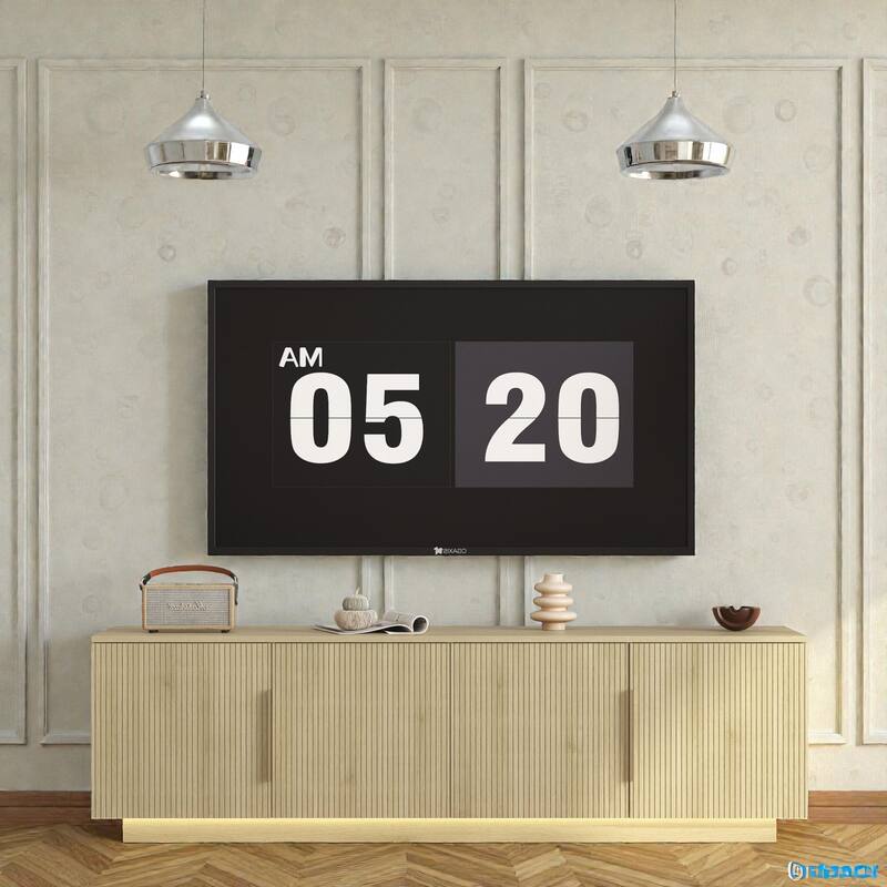 68 Inch LED TV Stand with 16 Color Lights, Modern Entertainment Center for 55 60 65 Inch TVs - Wood