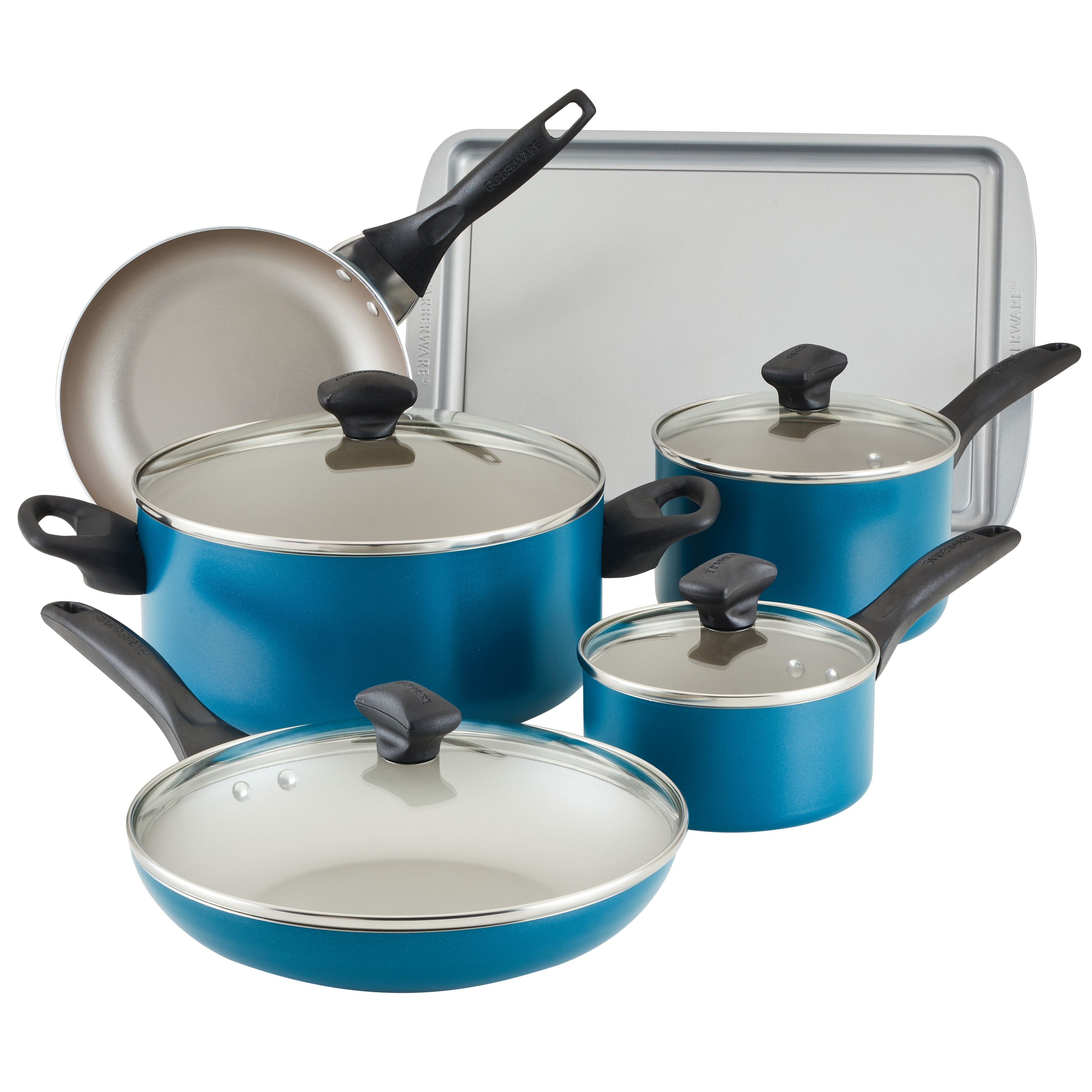 Farberware Dishwasher Safe Nonstick 15-Piece Cookware Set Silver