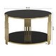 preview thumbnail 7 of 23, Modern Black Mirror Coffee Table with Gold Finish & Lower Shelf by Harper&Bright Designs
