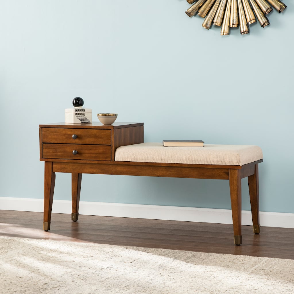 SEI Furniture Morgenstern Midcentury Modern Upholstered Storage Bench