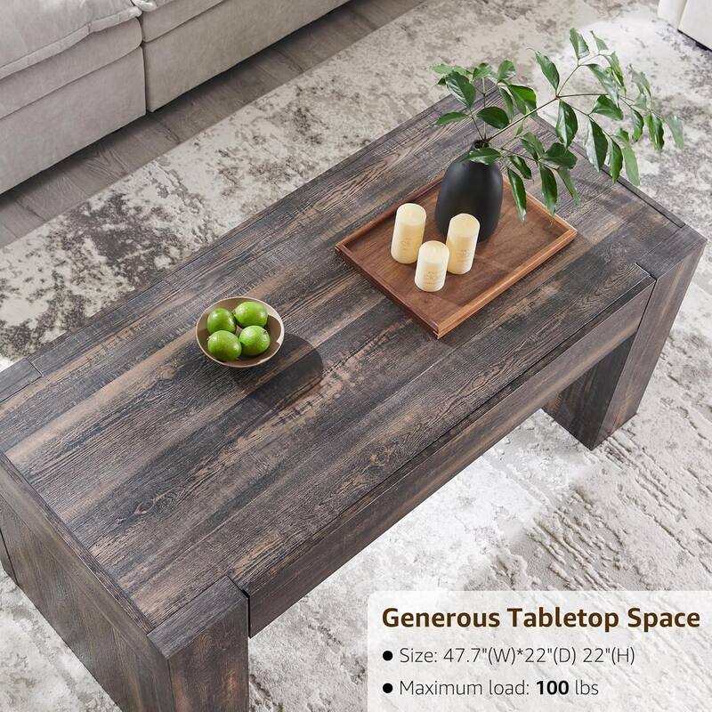 Modern Coffee Table, Wooden Living Room Table w/ Hidden Storage Drawer