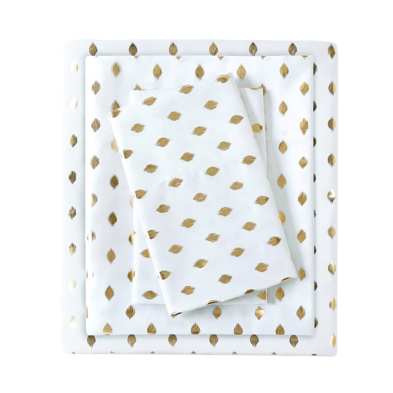 Intelligent Design Metallic Dot Printed Bed Sheet Set
