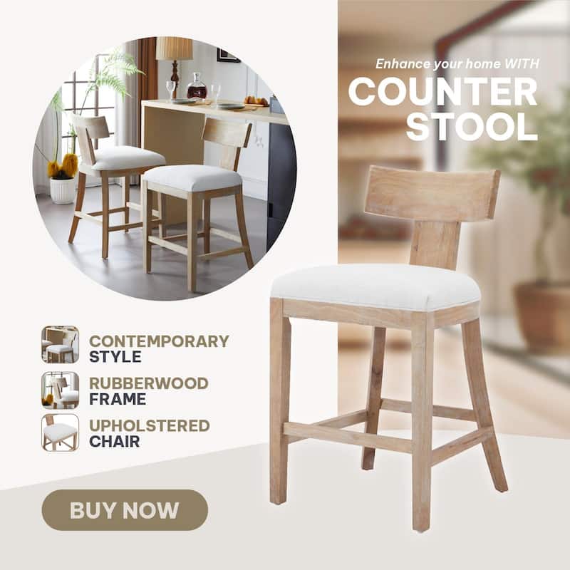 Fescue Upholstery Rubberwood 27-inch Height Barstool (set of 2) by Christopher Knight Home