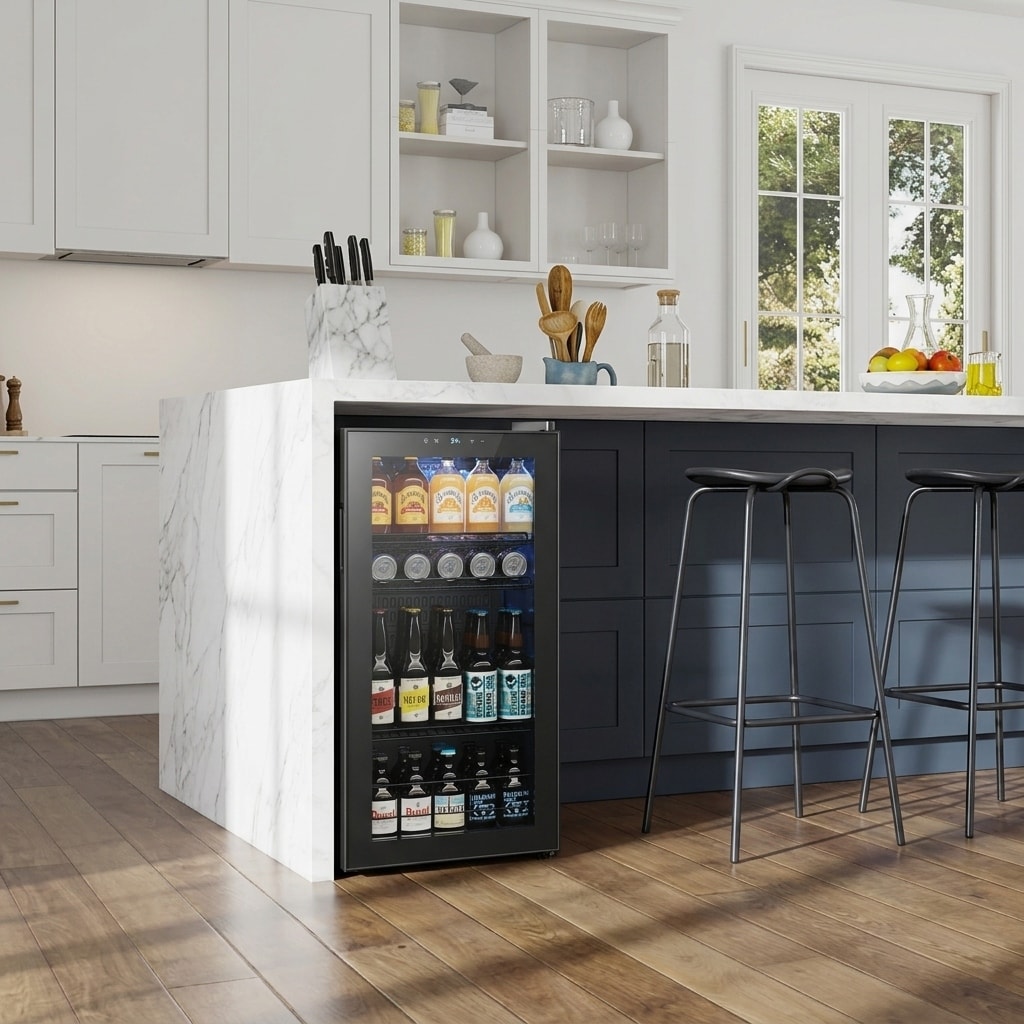 Yeego 95 cans Beverage Cooler, Mini Fridge with Adjustable Shelves