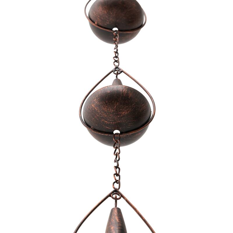 Glitzhome 2-Piece 102" Long Bronze Rain Chains with Fish/ Lotus/ Umbrella/ Watering Pot