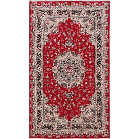 Red Floral Traditional Tabriz Oriental Area Rug Living Room Carpet - 6'8" x 9'9"