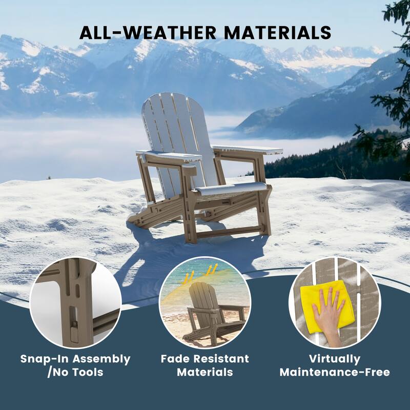 Polytrends Coastline Outdoor Poly Adirondack Chair with Side Table