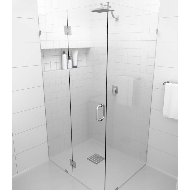 Glass Warehouse 78" x 59" x 32" Frameless 90 Degree Shower Enclosure - Glass Hinge