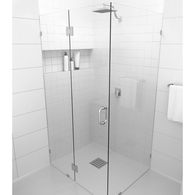 Glass Warehouse 78" x 59" x 37" Frameless 90 Degree Shower Enclosure - Glass Hinge