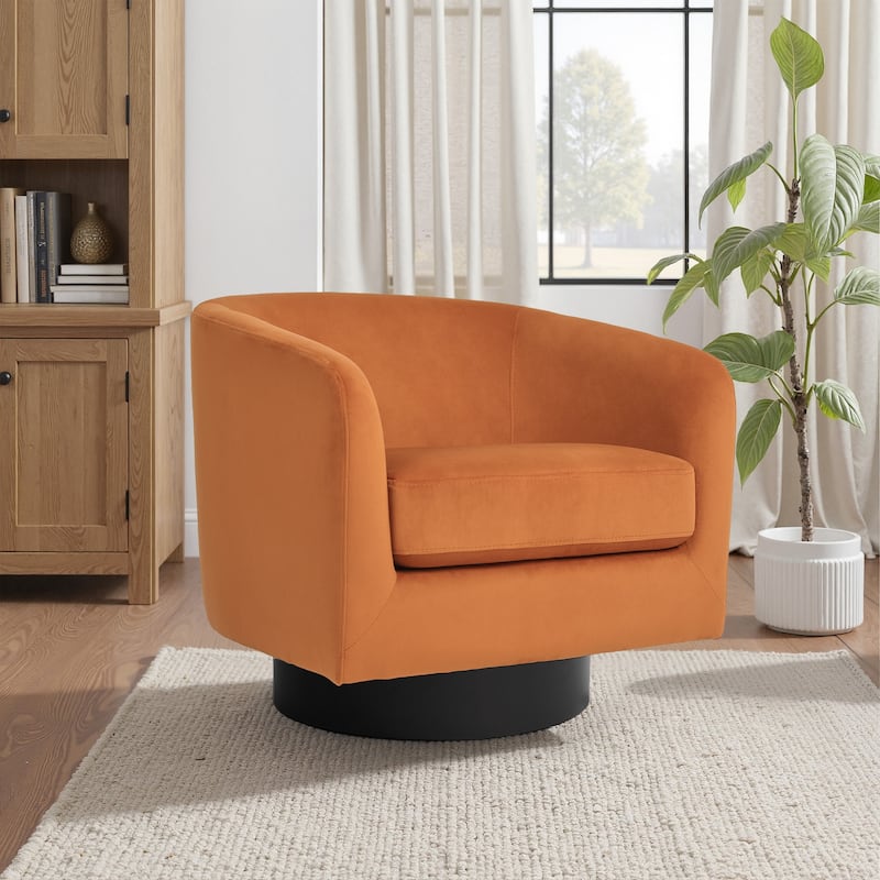 UIXE 360° Swivel Barrel Accent Chair Velvet Armchair For Living Room