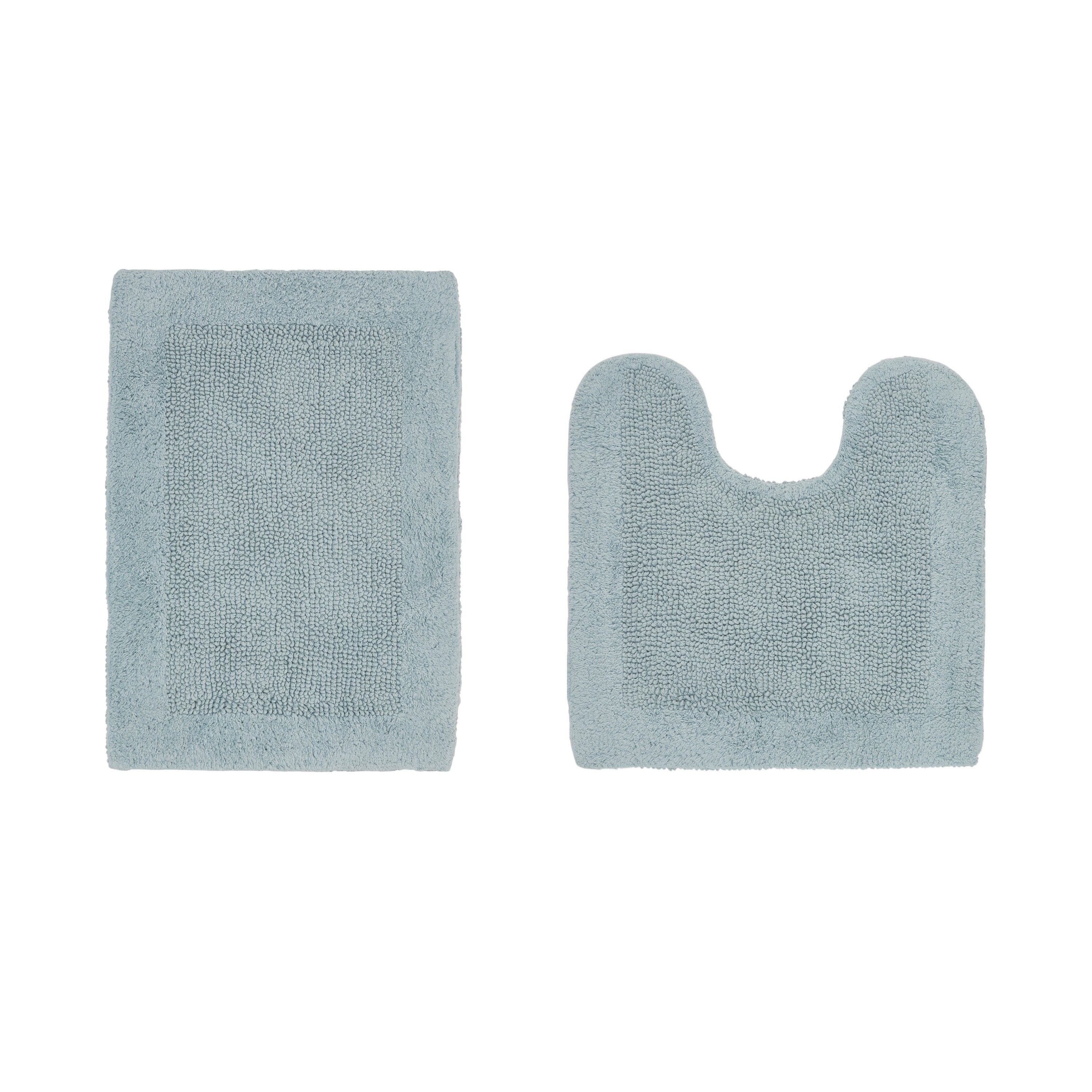 Better Trends Edge 2-Piece Bath Rug Set, 100% Cotton Tufted Soft Water Absorbent Bathroom Mats for Shower and Sink