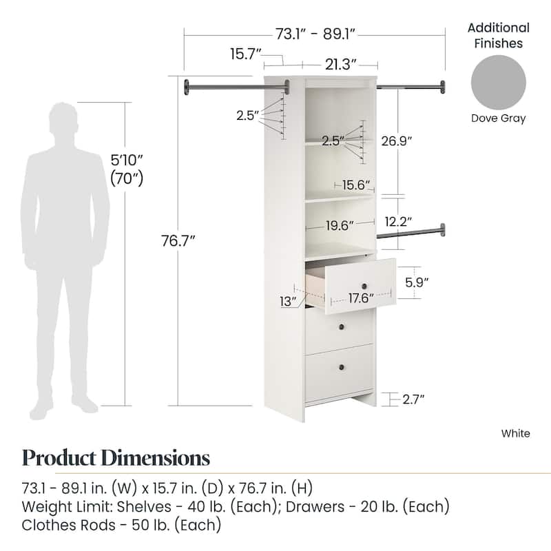 Systembuild Evolution Bodwell Closet Storage Organizer