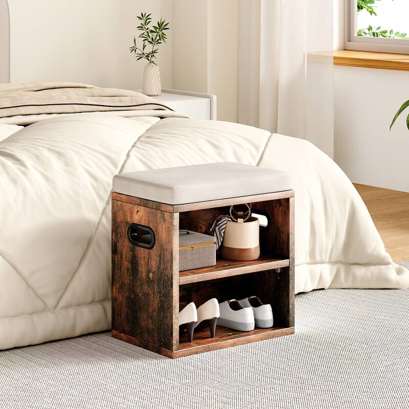 Small Shoe Bench for Entryway with Cushion Shoe Bench with Storage and Seating, Seat Entryway Shoe Rack, Entryway