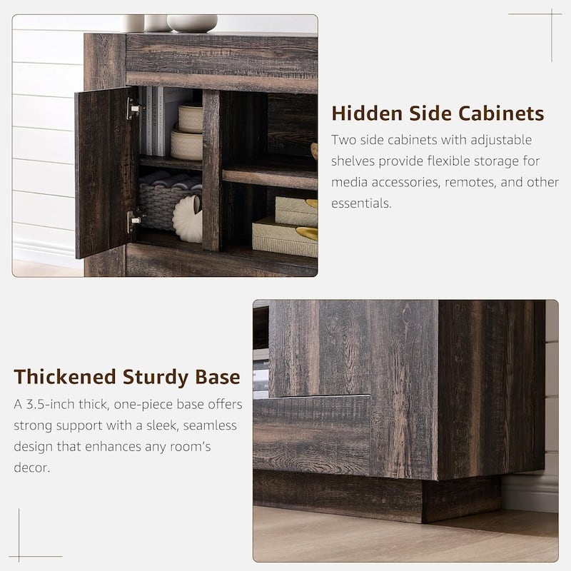 Modern TV Stand, Entertainment Center for TVs Up to 80", Thick Wood