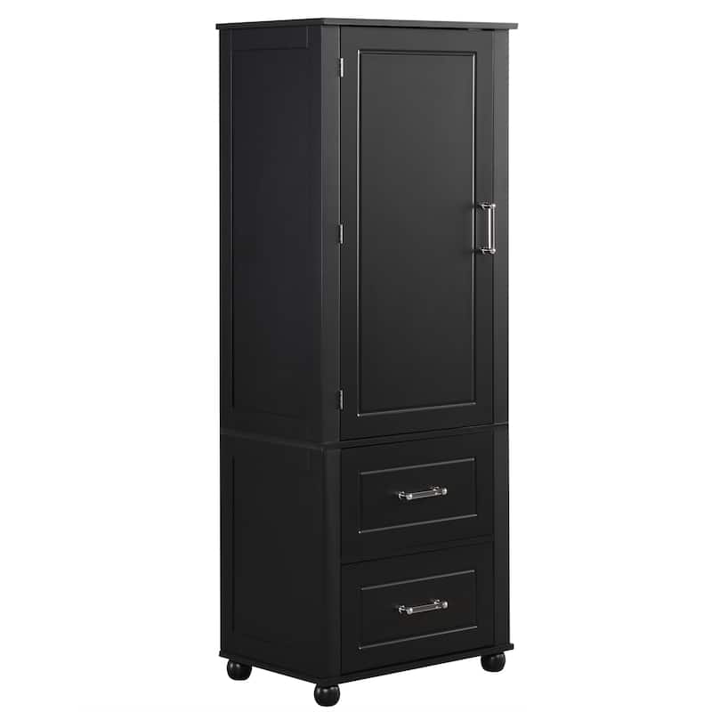 Tall Bathroom Storage Cabinet,Freestanding Cabinet with Two Drawers and Adjustable Shelf,MDF Board with Painted Finish
