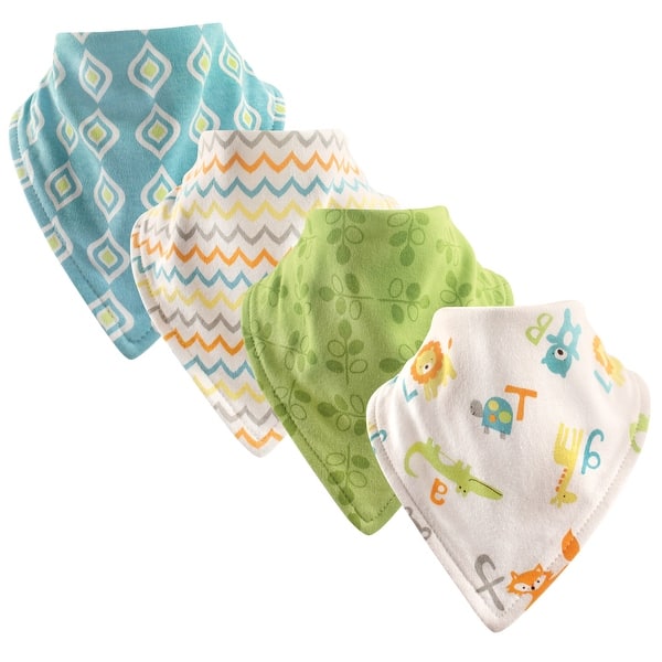 slide 1 of 1, Luvable Friends Baby Girl Cotton Bandana Bibs 4pk, Abc, One Size - Abc - One Size One Size - Abc