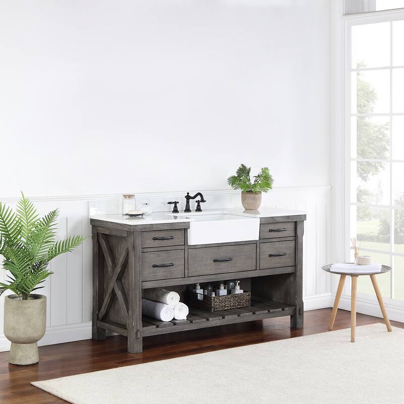 Villareal Bath Vanity with Composite Stone Top without Mirror