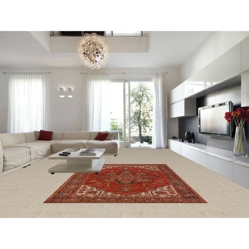 Hand Knotted Oriental 100% Wool Carpet Traditional Medallion Oranges & Rust Heriz Area Rug - 11' 7'' X 8' 4''