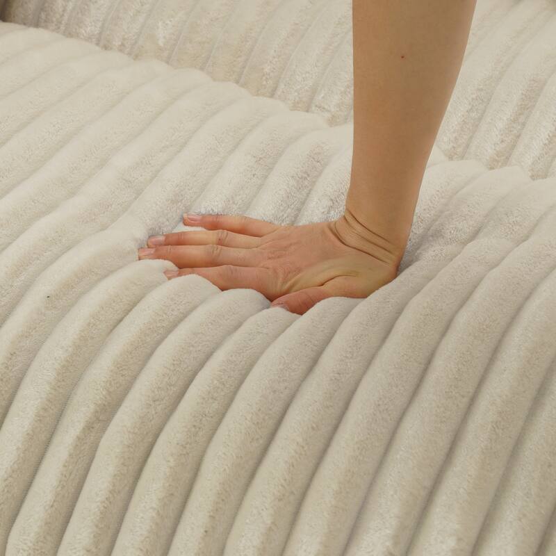 Plush Corduroy Upholstered Modular Sectional Sofa with Pillows