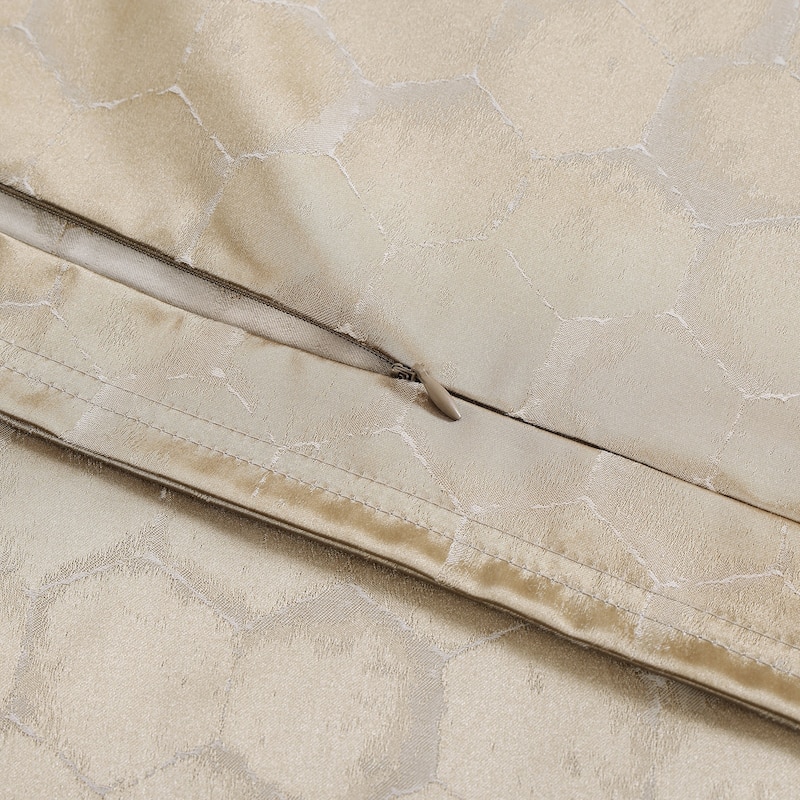 HiEnd Accents Honeycomb Light Gold Metallic Jacquard Duvet Cover Set, 3PC