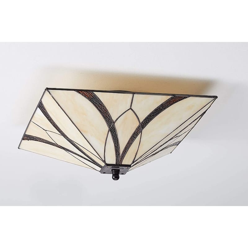 3 light tiffany semi flush ceiling light antique brass and art ceiling lamp