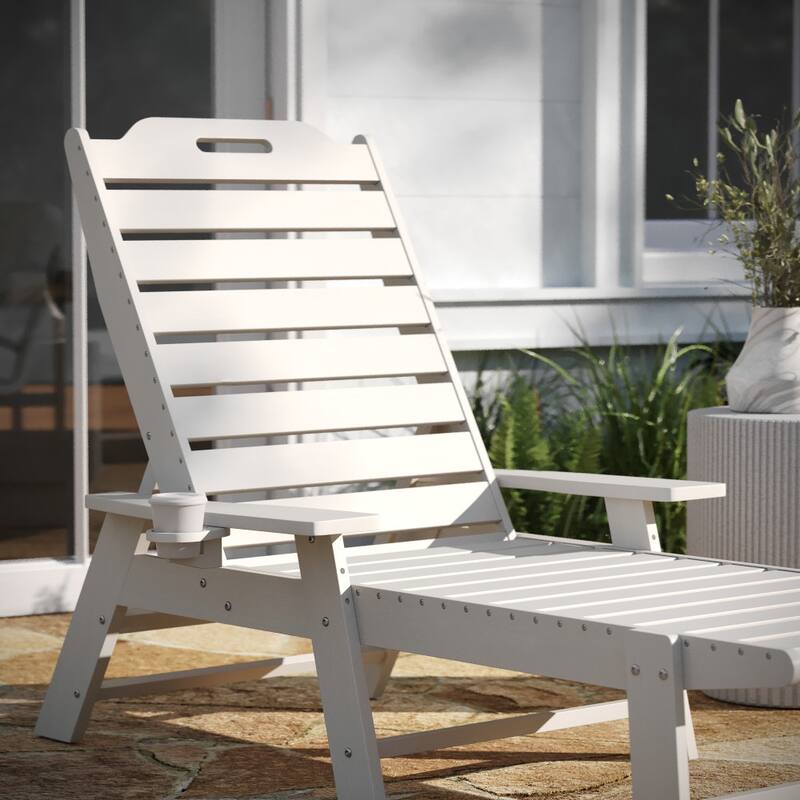 Outdoor Adjustable Lounge Chair with Cupholder