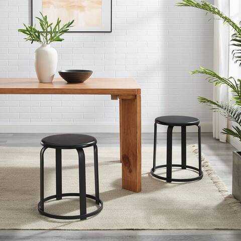 Middlebrook Modern Industrial Curved Metal and Wood Stool