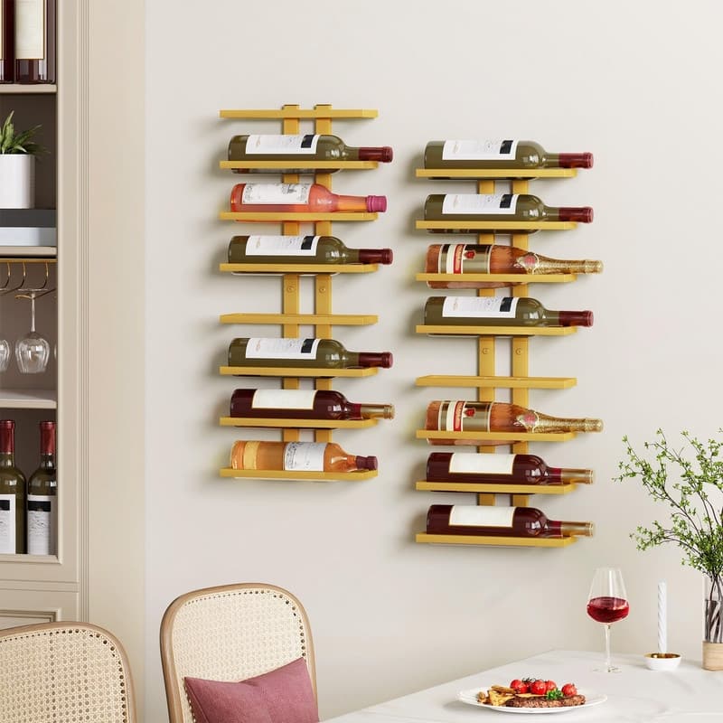 8 Tier Wall Mount Wine Rack - 10.83"D x 4.06"W x 28.23"H
