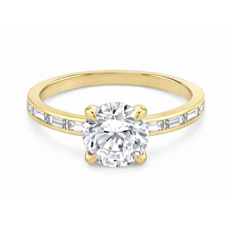 Auriya 14K Gold Baguette Channel Round Diamond Engagement Ring 1.00 - 5.00ct. tw. (F-G, VS) - 3.00 carats - 7 - Yellow