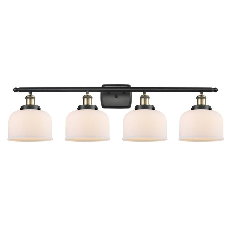 Innovations Lighting Ballston Urban Bell - 4 Light 38" Bath Vanity Light - Black Antique Brass/Matte White