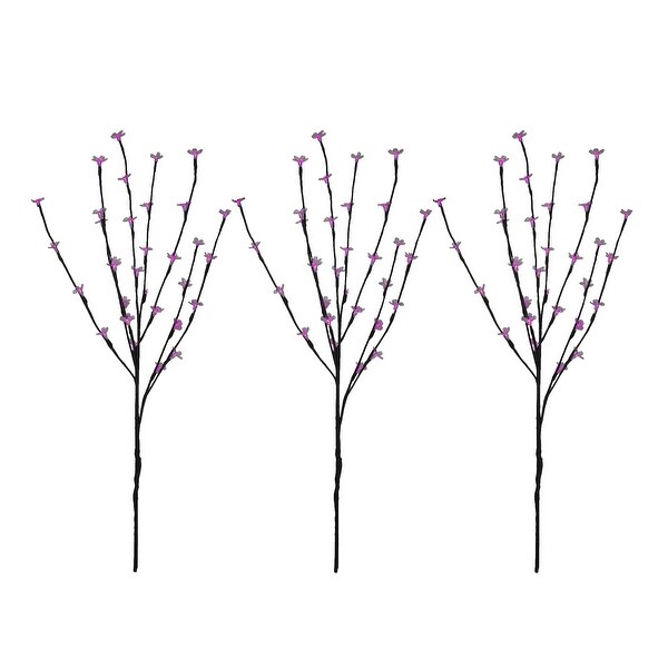 Set of 3 Pinkish Purple LED Cherry Blossom Lighted Outdoor Artificial Tree Branches 2.5 - N/A