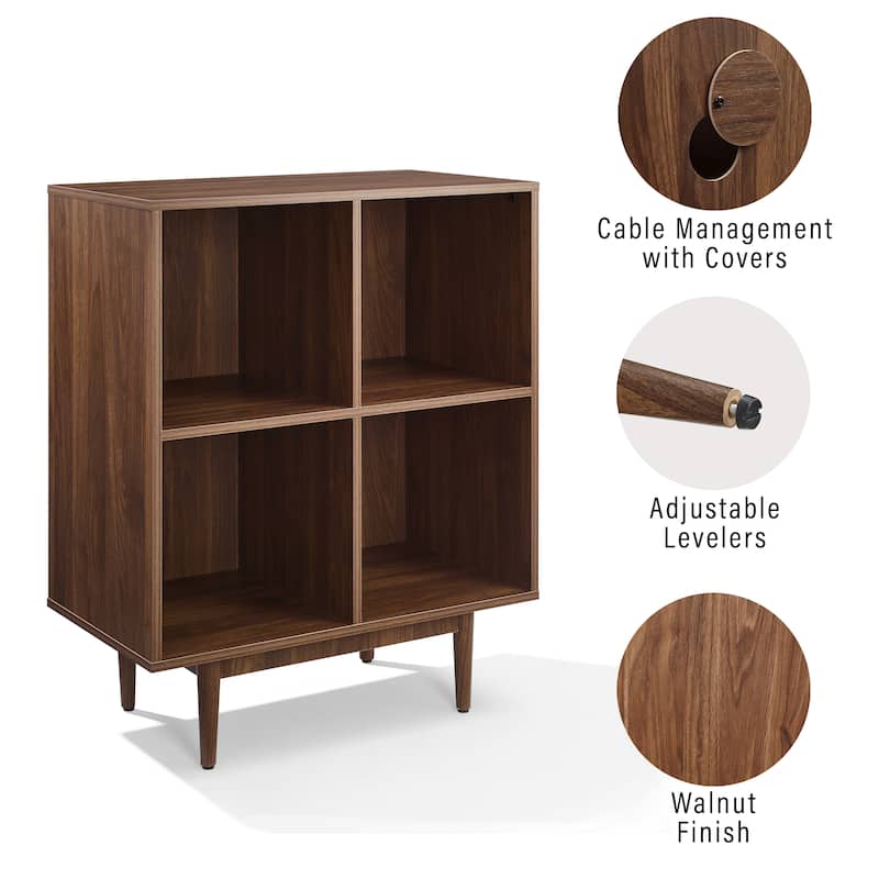 Crosley Liam 4 Cube Record Storage Media Stand Walnut