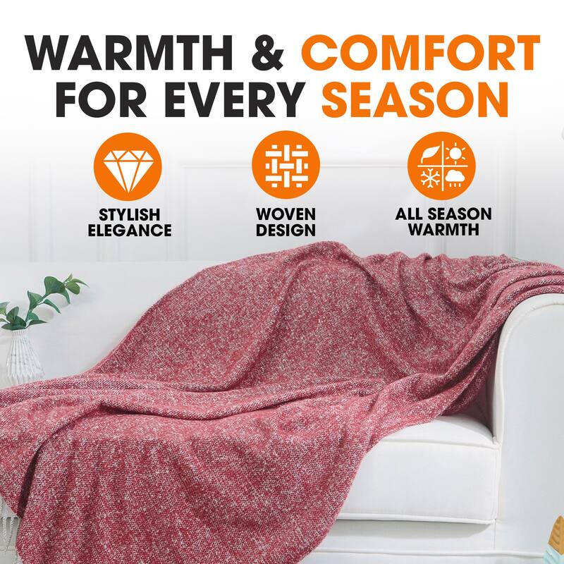 Cheer Collection Ultra Soft Knit Fringe Throw Blanket