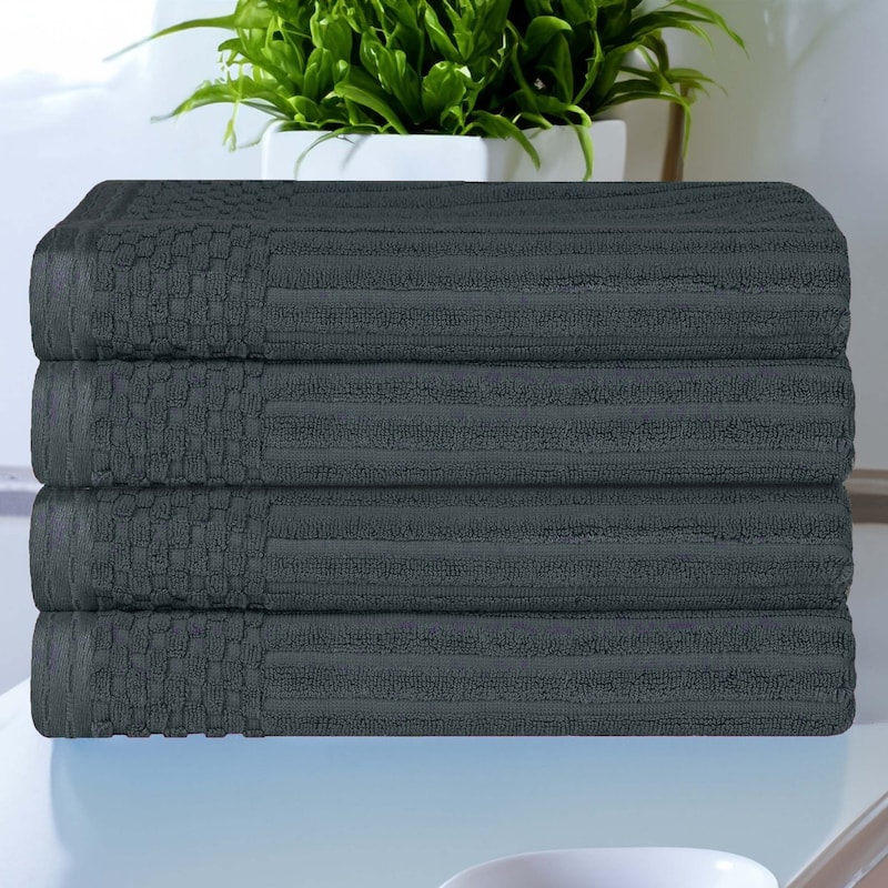 Superior Soho Ribbed Cotton Bath Towel Set of 4 - Pine Green