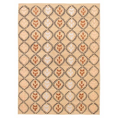 ECARPETGALLERY Flat-Weave Ankara FW Khaki Silk, Wool Kilim - 6'9 x 9'3