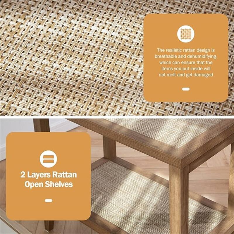 Rattan Nightstand Bedside Table