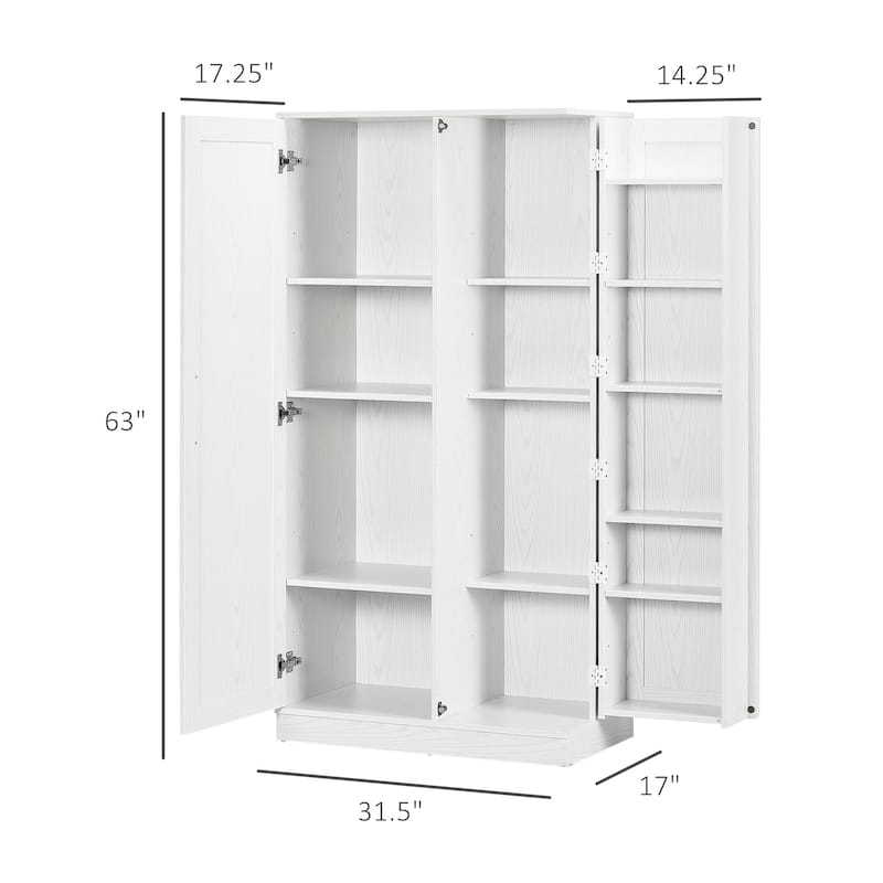 Kitchen Pantry Storage Cabinet, 14-Tier Freestanding Kitchen Cupboard with 2 Doors, Adjustable Shelves for Living Room