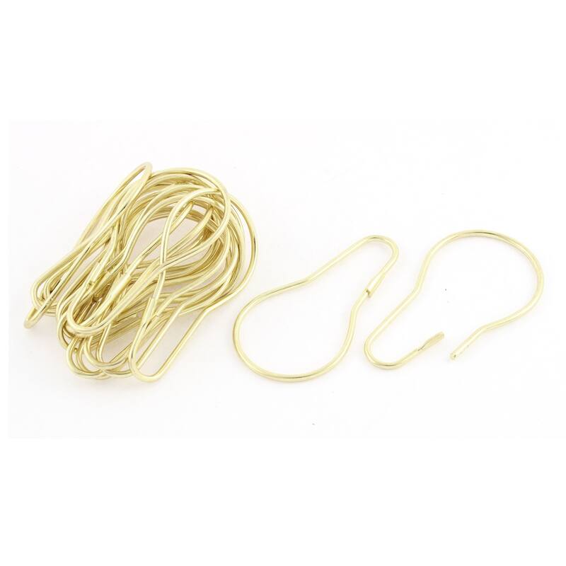 Gold Tone Calabash Shaped Bathroom Shower Curtain Ring Hooks 20 Pcs - Gold Tone