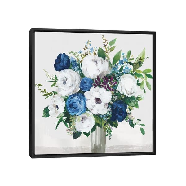 slide 2 of 18, iCanvas "White-Blue Symphony" by Asia Jensen Framed Canvas Print Black - 18x18