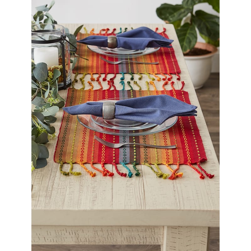 DII Natural Tonal Stripe With Fringe Placemat (Set of 6)