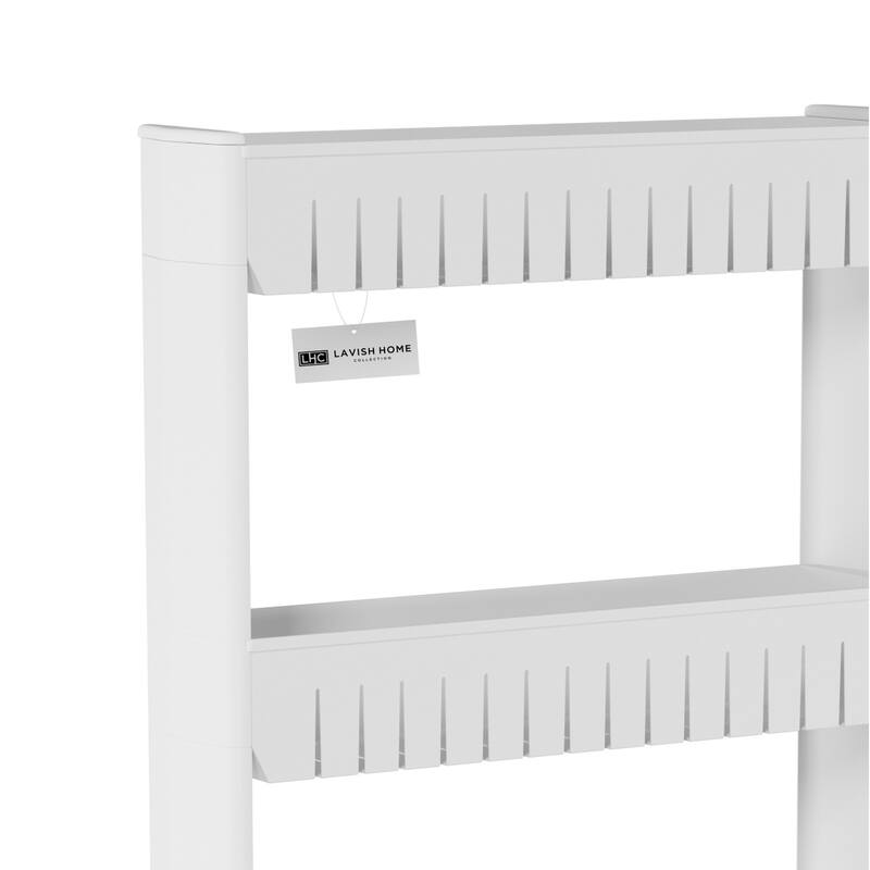 4-Tier Storage Organizer Rack - Plastic Rolling Cart by Everyday Home (White)