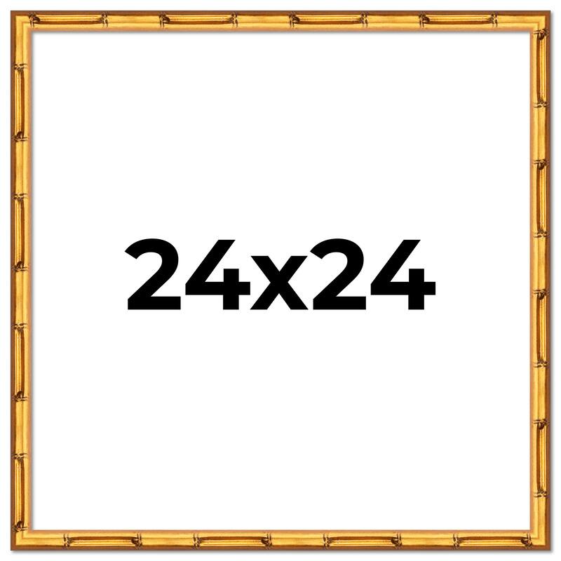 24x24 Frame Gold Bamboo Picture Frame - Modern Photo Frame Includes UV