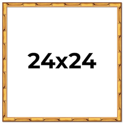 24x24 Frame Gold Bamboo Solid Wood Picture Frame | 1 Inch Moulding